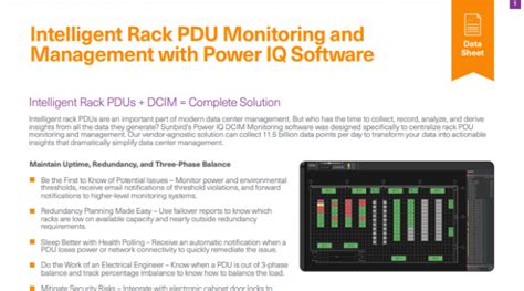 Intelligent Rack PDU Monitoring and Management with Power IQ Software | Sunbird DCIM