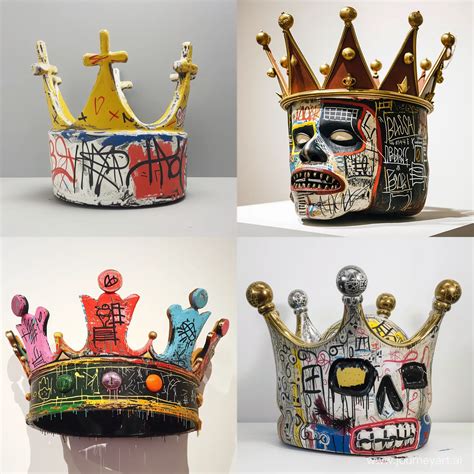 Vibrant Basquiat Crown Artwork with Intricate Details | JourneyArt