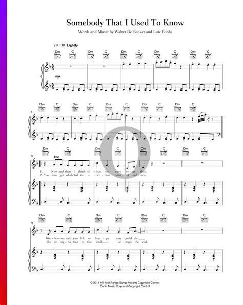 Somebody That I Used To Know (Gotye, Kimbra) Piano Sheet Music - OKTAV