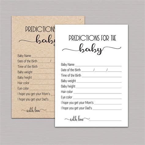 BABY PREDICTION CARDS predictions for baby printable baby