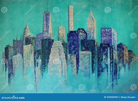 New York City Abstract Painting Stock Image - Image of painting ...