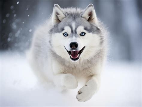 Premium AI Image | Happy dog running through the snow