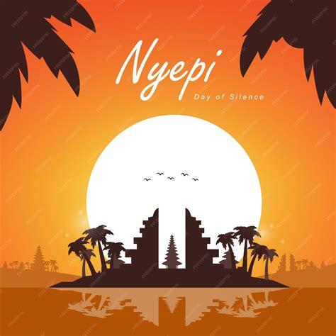 Premium Vector | Greetings for nyepi day of silence with shades of orange and moon