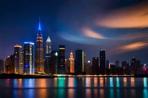 the city skyline at night in dubai. AI-Generated 33944456 Stock Photo ...