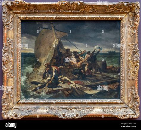 Paris, France - 05 13 2023: Louvre Museum. First sketch for the painting The Raft Of The Medusa ...