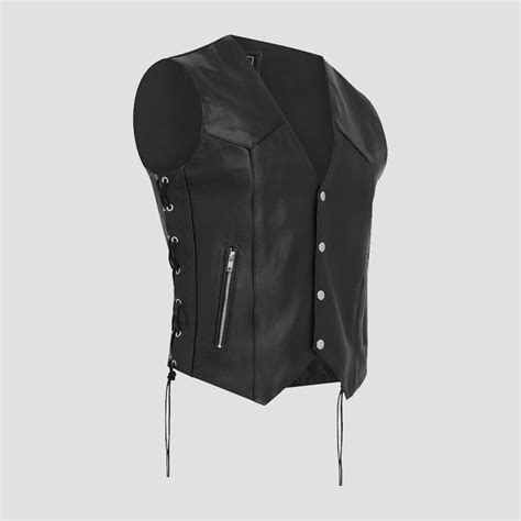 Motorcycle Black Leather Vest - The Vintage Leather