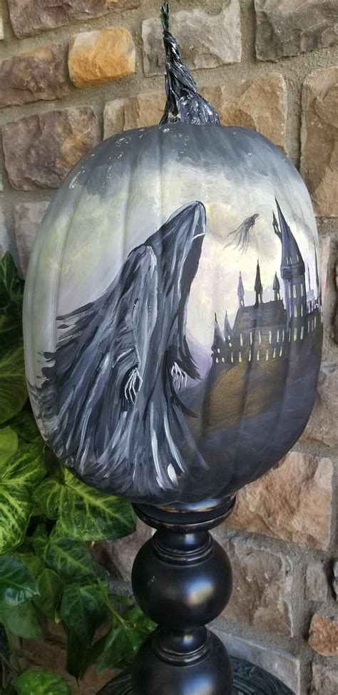 Hand Painted Pumpkinsharry Potter Hogwartsdementorunique - Etsy | Hand painted pumpkin, Painted ...