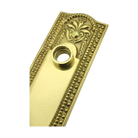 Door Back Plate Solid Brass Beaded Without Keyhole 7 1/4 H | Renovator's Supply Item#10039