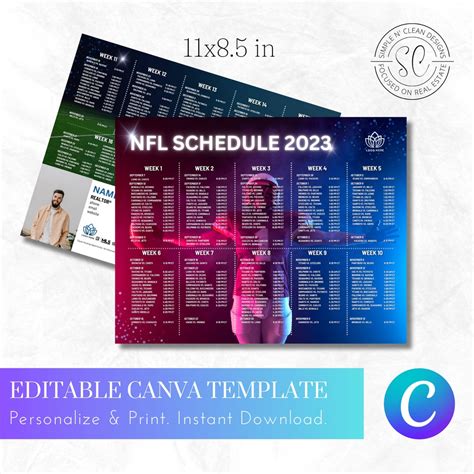 2023 Football Schedule Mailing Postcard 8.5x11 in 2 Sided Instant ...