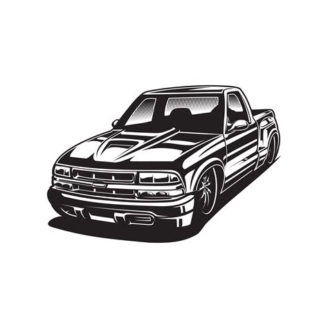 pickup truck silhouette pickup truck black and white 4671709 Vector Art ...