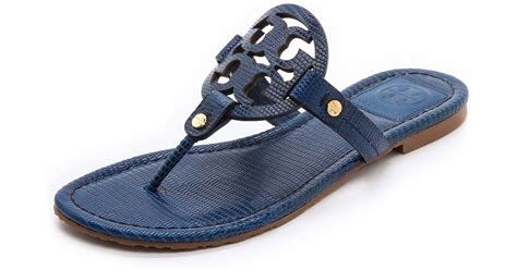 Lyst - Tory Burch Miller Tejus Print Sandals Newport Navy in Blue