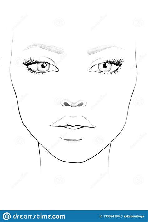 Face Chart Makeup Artist Blank. Beautiful Woman Portrait. Face Chart ...