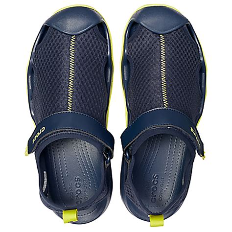 Mens Crocs Swiftwater Mesh Deck Closed Toe Beach Pool Rubber Sandals ...