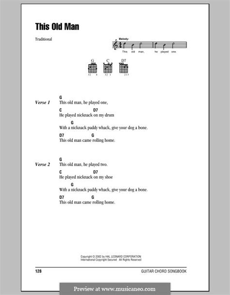 This Old Man by folklore - sheet music on MusicaNeo