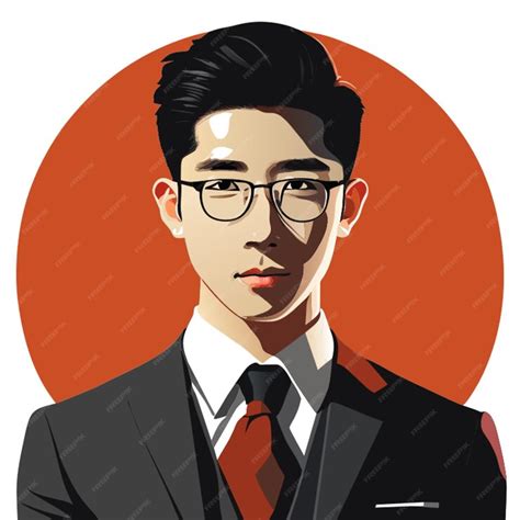 Premium Vector | Business male asian student full portrait