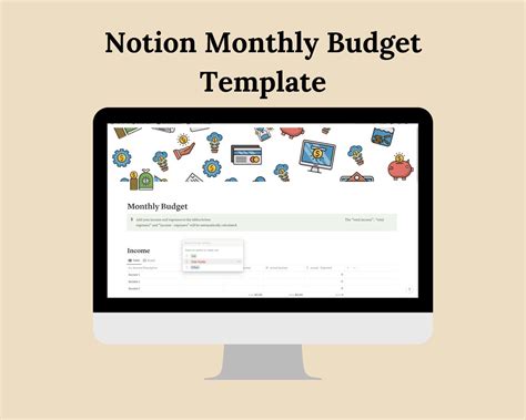 Monthly Budget Template for Notion - Etsy