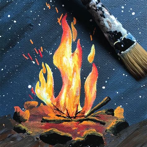 Campfire Painting Print Camping Bonfire Fireplace Fire Pit - Etsy ...