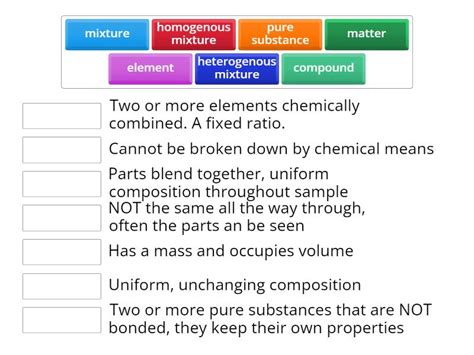 Classification of Matter - Match up