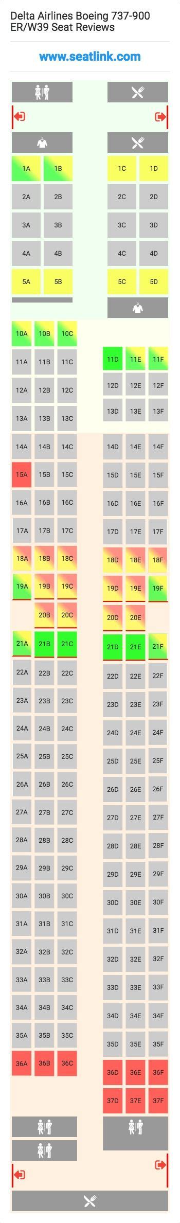 Delta Airlines Boeing 737-900 ER/W39 (739) Seat Map | Airlines, Alaska ...