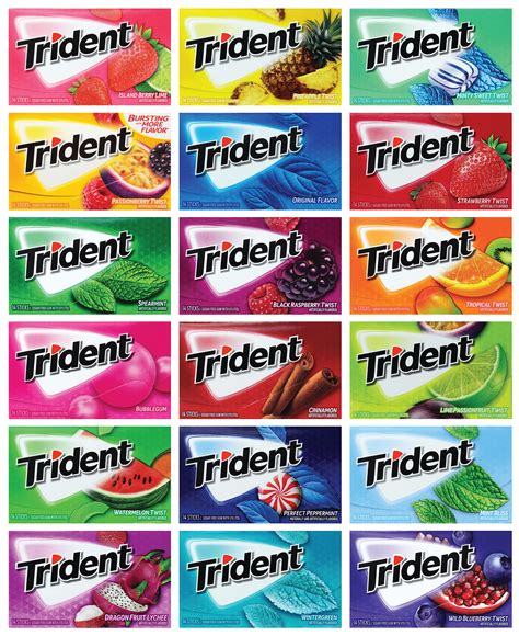 Trident Sugar-Free Chewing Gum Assorted Flavors 10 Pack | Niro Assorted ...