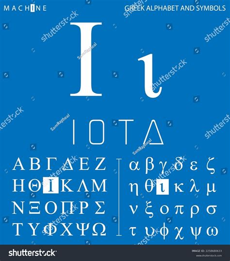 Greek Alphabet Symbols Iota Letter Pronunciation Stock Vector (Royalty ...