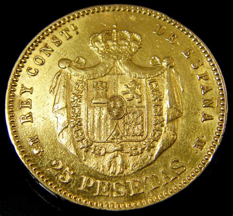 GOLD COIN SPAIN 25 PESTAS 1880 CO133