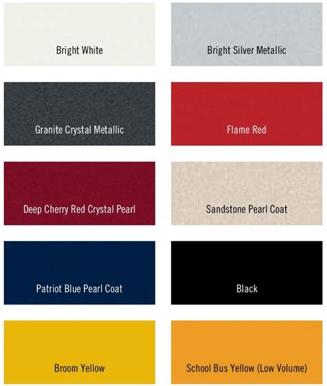 2022 Dodge Durango Color Chart