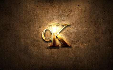 Download wallpapers Calvin Klein golden logo, artwork, brown metal background, creative, Calvin ...