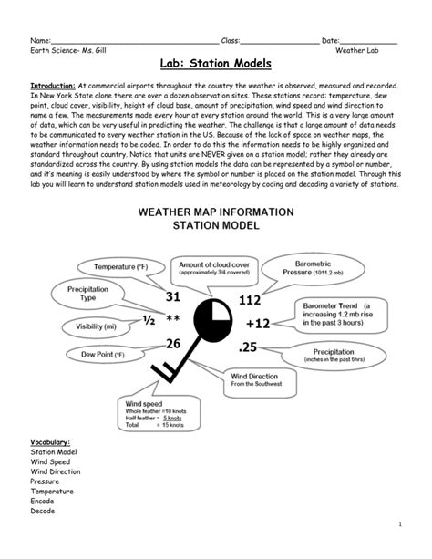 Interpreting Weather Station Models Lab Answer Key / Moisture And Satellite Imagery Lab 1 Docx ...