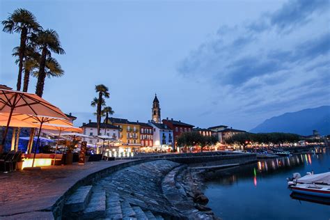 View of Ascona Waterfront, Lake Locarno, Italy, Switzerland