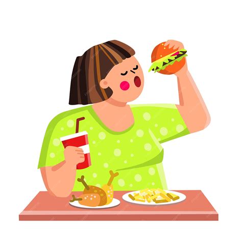 Premium Vector | Eating habits woman. bad habit. unhealthy nutrition. cholesterol sugar burger ...