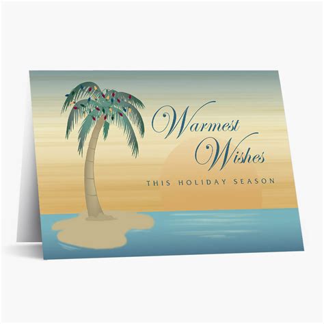 Palm Tree Wishes Tropical Christmas Card - Beach Christmas Cards