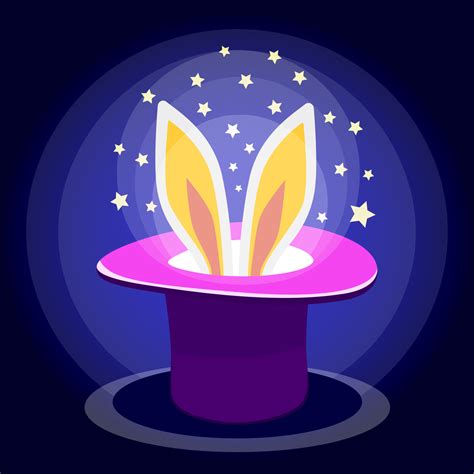 Magic rabbit in top hat with magic glow and stars. Vector graphics 12507687 Vector Art at Vecteezy