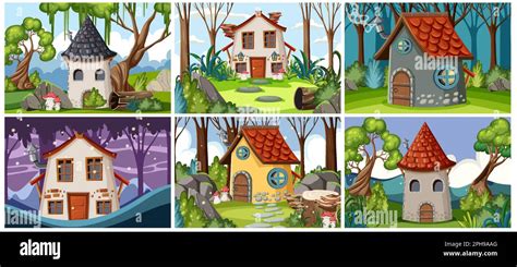 Set of fantasy scene background illustration Stock Vector Image & Art ...