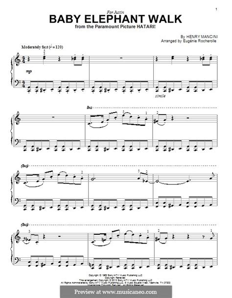 Baby Elephant Walk by H. Mancini - sheet music on MusicaNeo