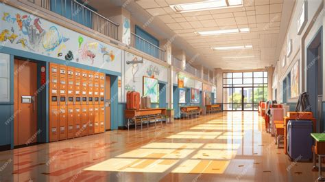 Premium AI Image | a bustling school hallway filled with lockers