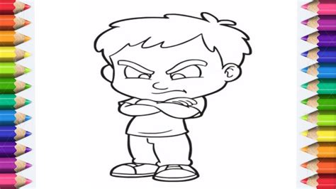 画画教学 | How To Draw And Paint A Angry Boy - YouTube