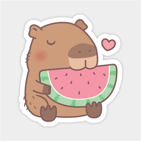 Cute Capybara Eating Watermelon - Capybara - Magnet | TeePublic