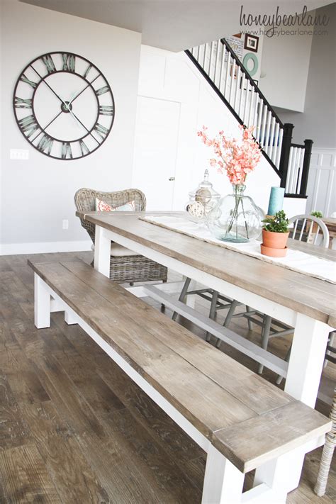 DIY Farmhouse Table and Bench - HoneyBear Lane