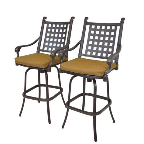 Oakland Living Cast Aluminum Motion Patio Bar Stool with Sunbrella Cushions (2-Pack)-HD7802-BS2 ...