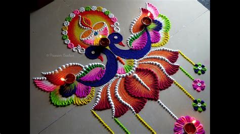 Peacock Diya Rangoli