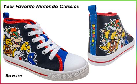 Amazon.com | SUPER MARIO Brothers Mario Luigi Kids Shoe, Nintendo Hi Top Sneaker Laces, Toddlers ...