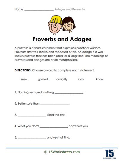 Adages and Proverbs Worksheets - 15 Worksheets.com