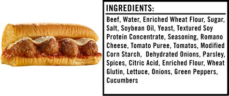 Nutrition Facts Subway Footlong Meatball Sub | Besto Blog