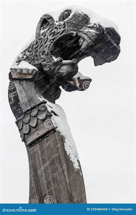 Wooden Dragon Head on Drakkar in the Grey Sky Stock Photo - Image of nordic, nautical: 239486958