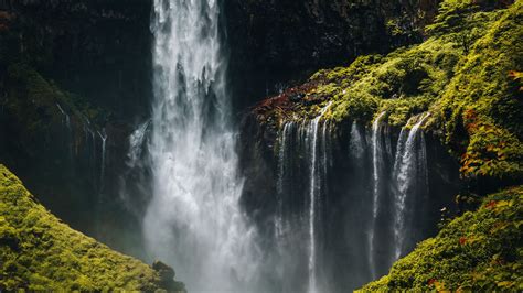 Download wallpaper 1920x1080 waterfalls, stones, moss, rocks, cliff, landscape full hd, hdtv ...