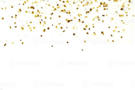 Gold confetti falling down in front of a white background 29316882 ...