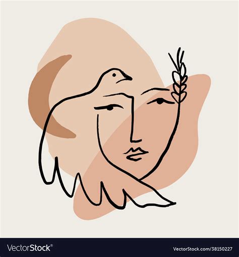 Line modern minimalist woman face art design print