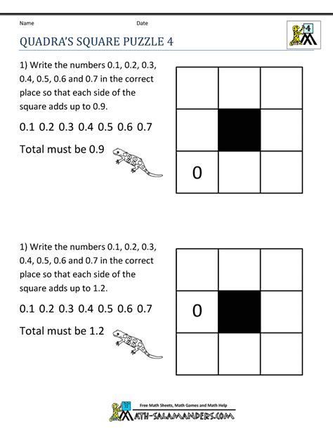 Free Math Puzzles 4th Grade