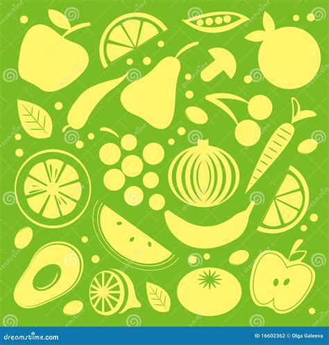 Fruit and Vegetable Pattern Stock Vector - Illustration of melon ...